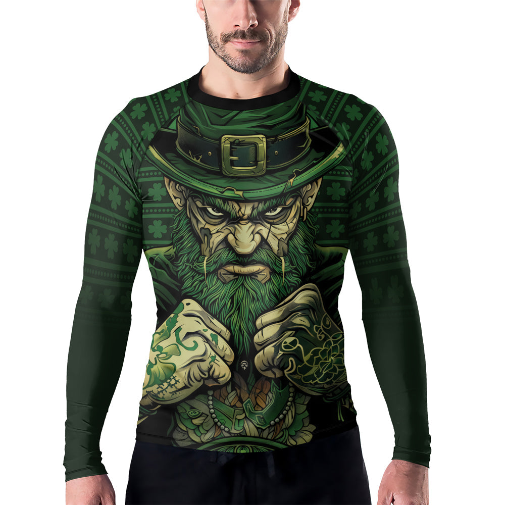 Rashninja Fighting Irish Leprechaun Fist Men's Long Sleeve Rash Guard