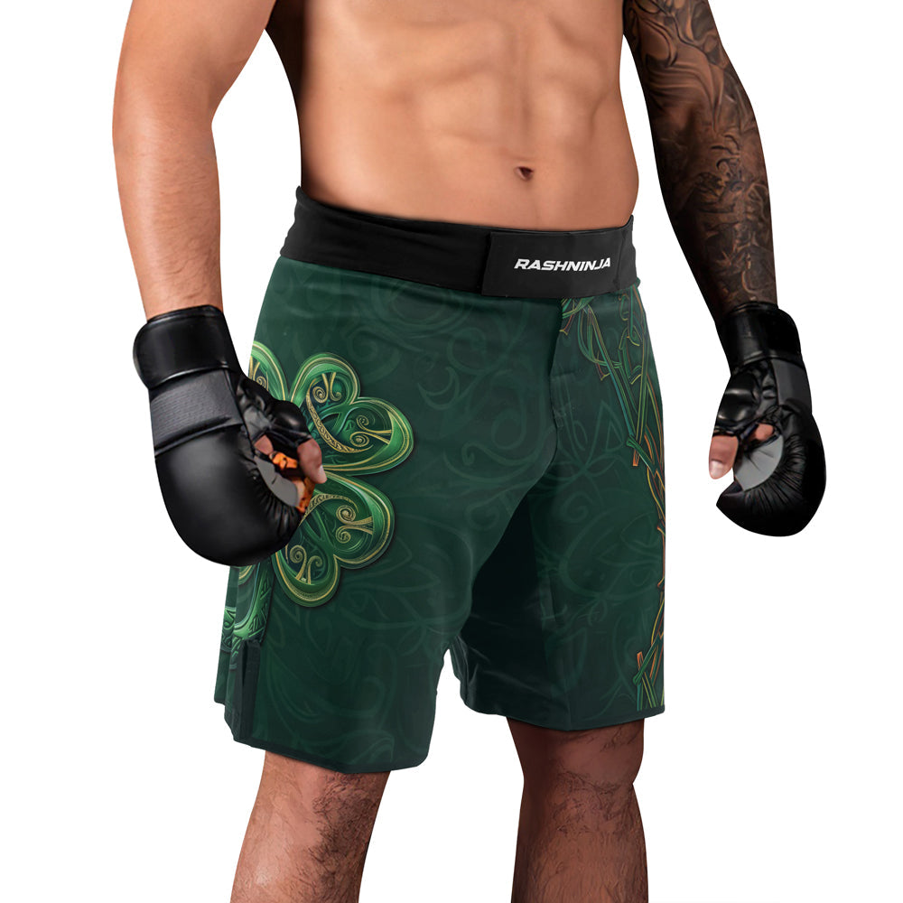 Rashninja Irish Golden Shamrock Men's Fight Shorts