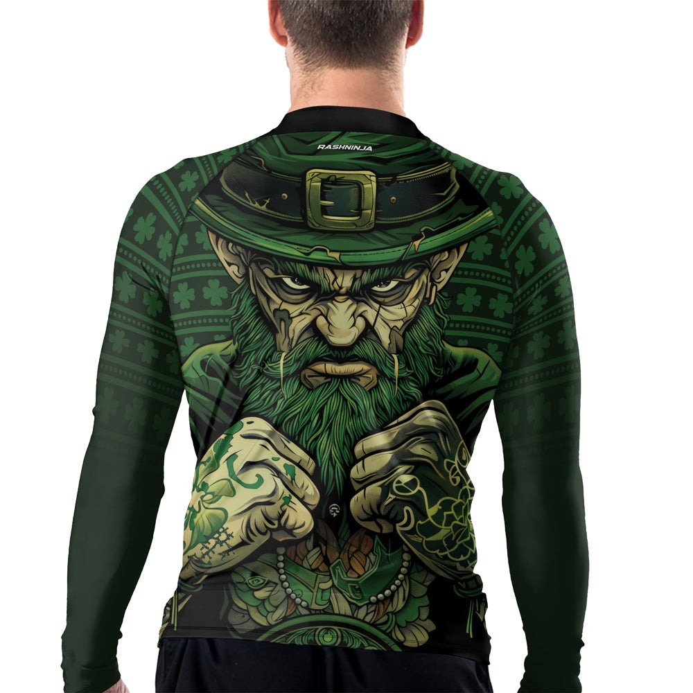 Rashninja Fighting Irish Leprechaun Fist Men's Long Sleeve Rash Guard