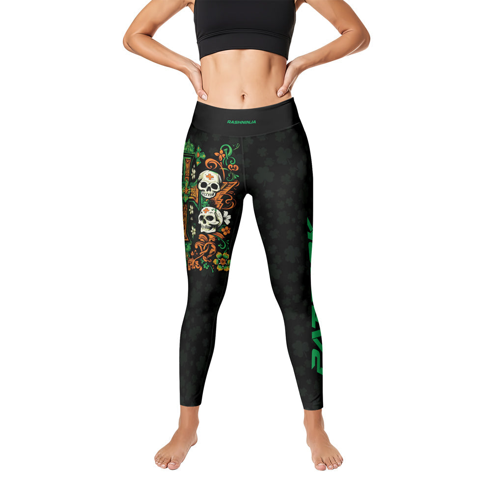 Rashninja Irish Skull Cross Shamrock Women's Leggings