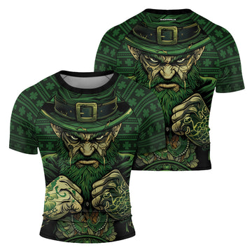 Rashninja Fighting Irish Leprechaun Fist Men's Short Sleeve Rash Guard