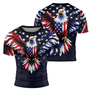 Rashninja American Patriot Eagle Men's Short Sleeve Rash Guard