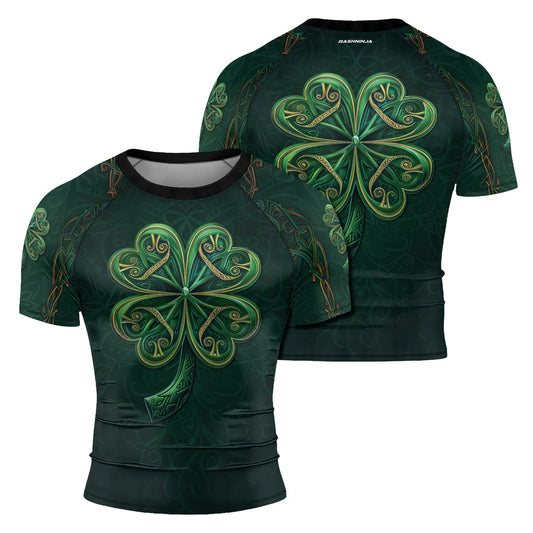 Rashninja Irish Golden Shamrock Men's Short Sleeve Rash Guard