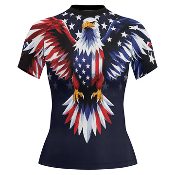 Rashninja American Patriot Eagle Women's Short Sleeve Rash Guard