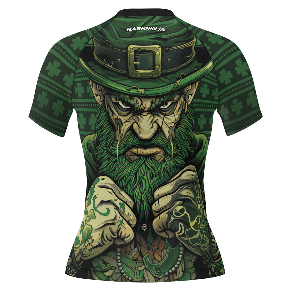 Rashninja Fighting Irish Leprechaun Fist Women's Short Sleeve Rash Guard