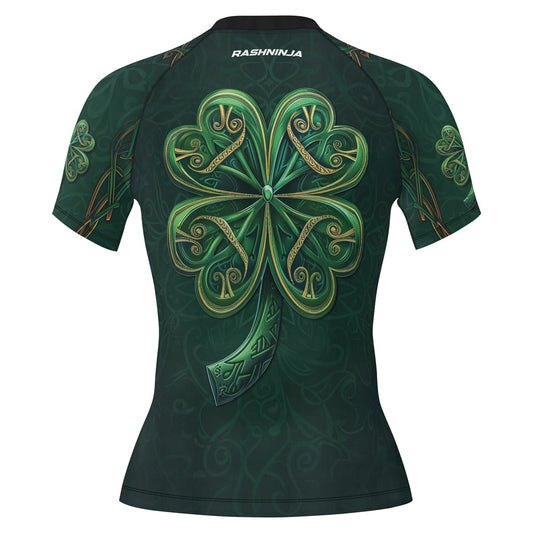 Rashninja Irish Golden Shamrock Women's Short Sleeve Rash Guard
