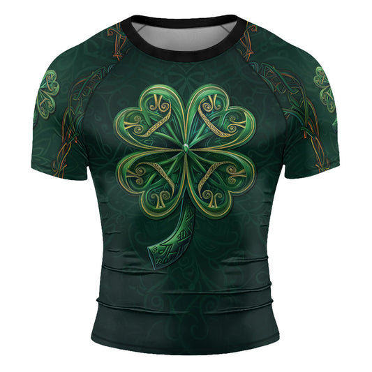 Rashninja Irish Golden Shamrock Men's Short Sleeve Rash Guard