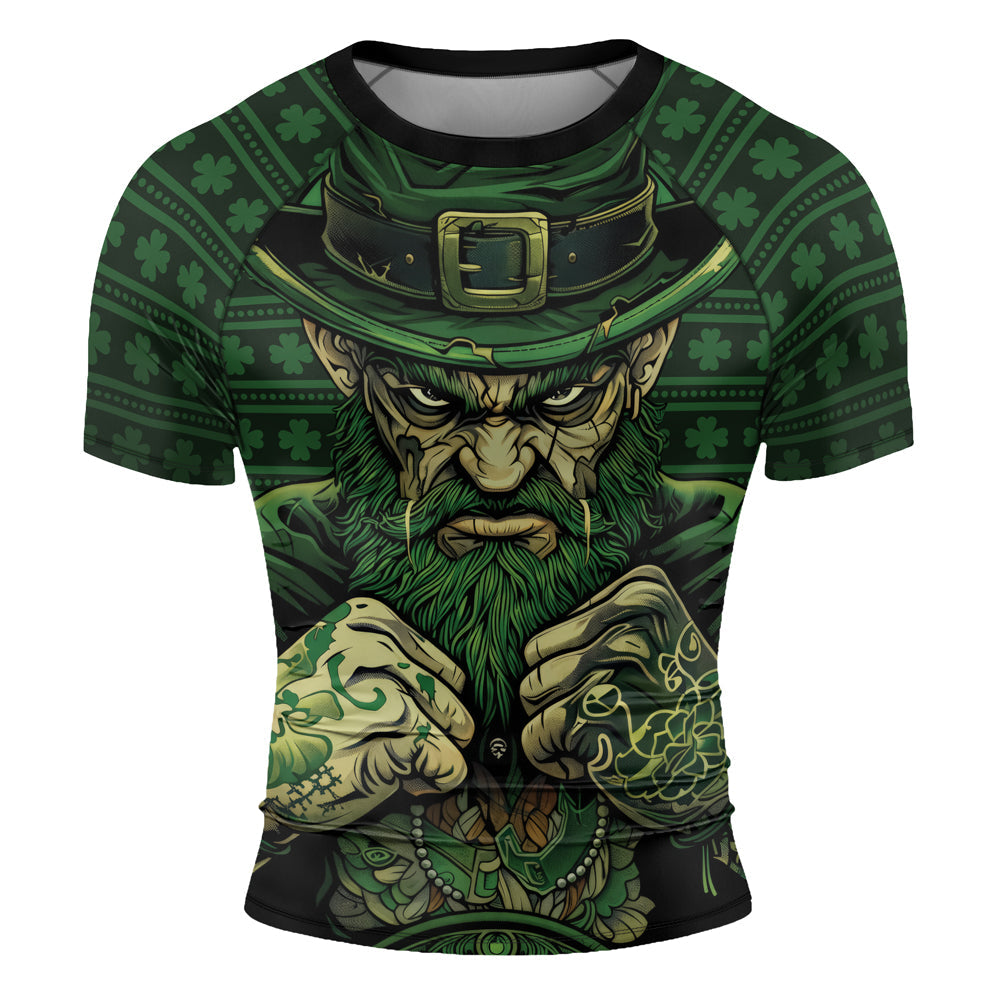 Rashninja Fighting Irish Leprechaun Fist Men's Short Sleeve Rash Guard