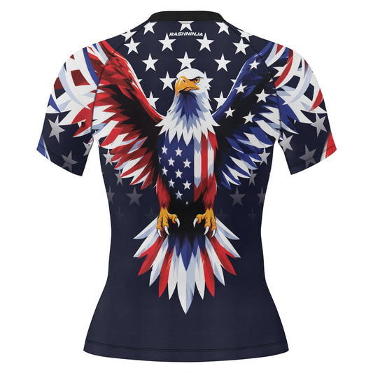 Rashninja American Patriot Eagle Women's Short Sleeve Rash Guard