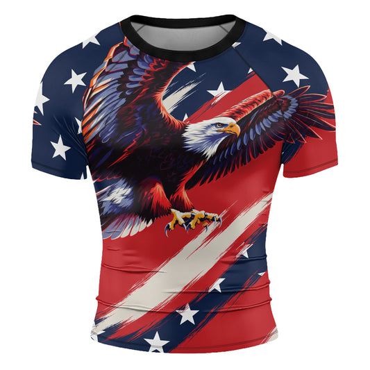 Rashninja Patriot Soaring Eagle Men's Short Sleeve Rash Guard