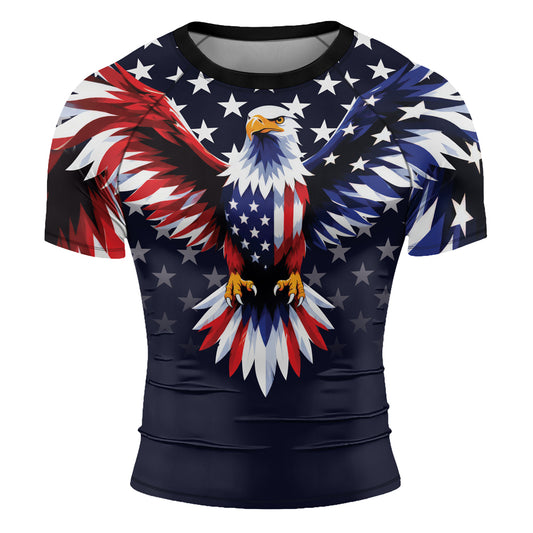 Rashninja American Patriot Eagle Men's Short Sleeve Rash Guard
