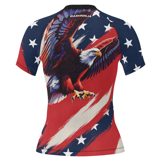 Rashninja Patriot Soaring Eagle Women's Short Sleeve Rash Guard