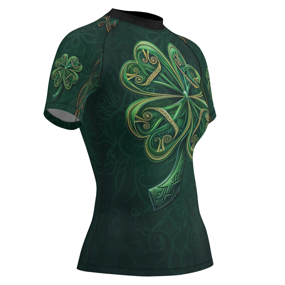 Rashninja Irish Golden Shamrock Women's Short Sleeve Rash Guard