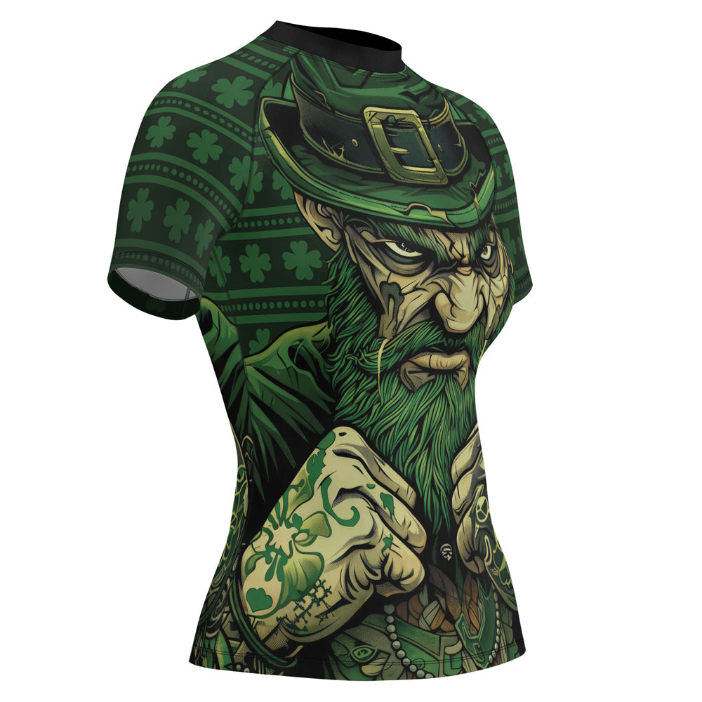 Rashninja Fighting Irish Leprechaun Fist Women's Short Sleeve Rash Guard