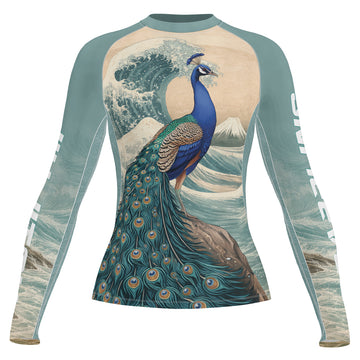 Rashninja Peacock Wave Mountain Women's Long Sleeve Rash Guard