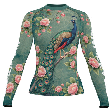 Rashninja Peacock Garden Bloom Women's Long Sleeve Rash Guard