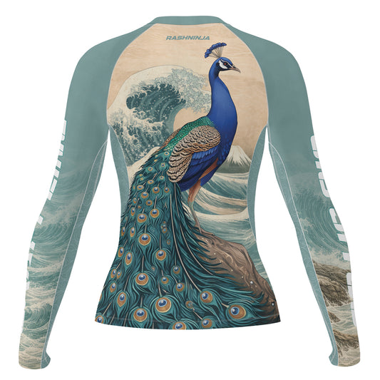 Rashninja Peacock Wave Mountain Women's Long Sleeve Rash Guard