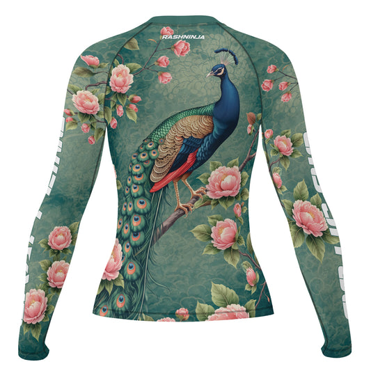 Rashninja Peacock Garden Bloom Women's Long Sleeve Rash Guard