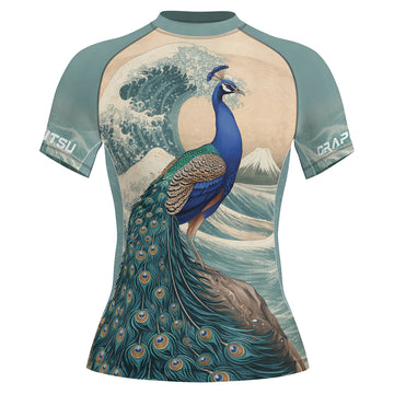 Rashninja Peacock Wave Mountain Women's Short Sleeve Rash Guard