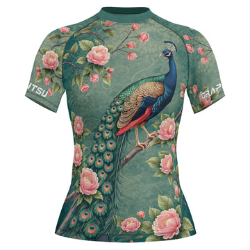 Rashninja Peacock Garden Bloom Women's Short Sleeve Rash Guard