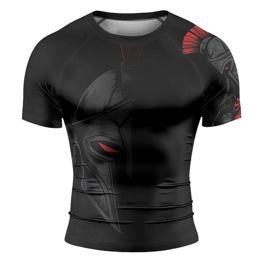 Rashninja Spartan Spear Pattern Men's Short Sleeve Rash Guard