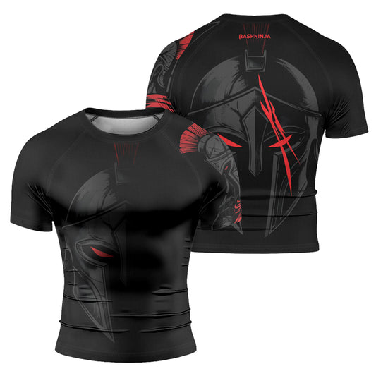 Rashninja Spartan Spear Pattern Men's Short Sleeve Rash Guard