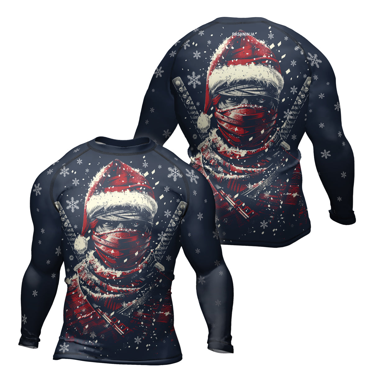 Rashninja Christmas Shadow Santa Men's Long Sleeve Rash Guard