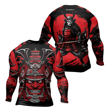 Rashninja Samurai Blood Moon Men's Long Sleeve Rash Guard