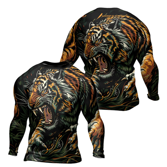 Rashninja Roaring Tiger Jungle Men's Long Sleeve Rash Guard