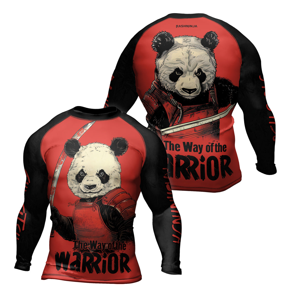 Rashninja Panda the Way of the Warrior Mastery Men's Long Sleeve Rash Guard