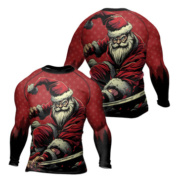 Rashninja Christmas Santa Grappler Men's Long Sleeve Rash Guard