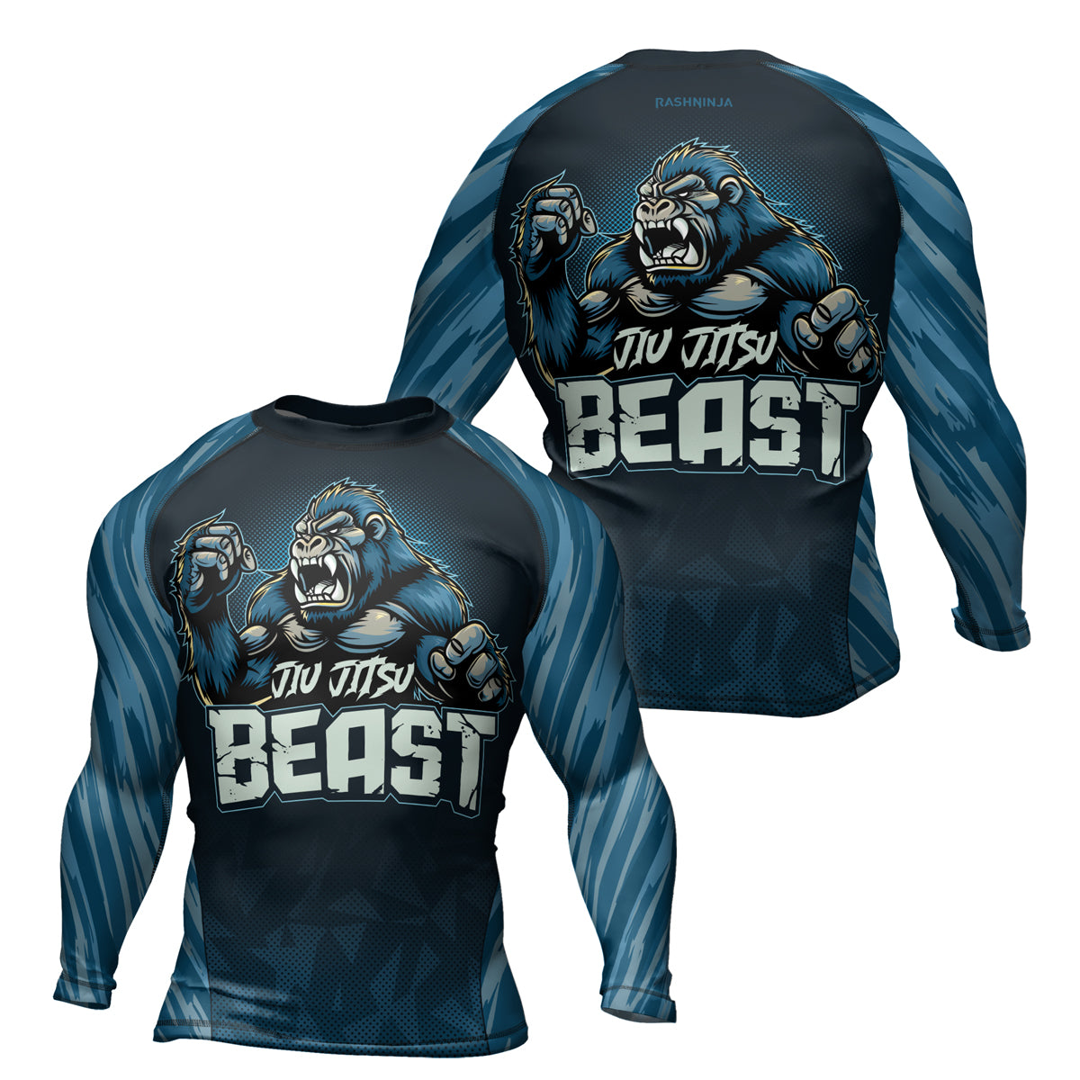 Rashninja Gorilla Blue Titan Men's Long Sleeve Rash Guard