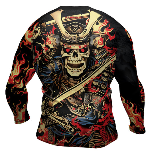 Rashninja Samurai Skull Fire Men's Long Sleeve Rash Guard