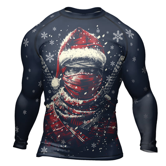 Rashninja Christmas Shadow Santa Men's Long Sleeve Rash Guard