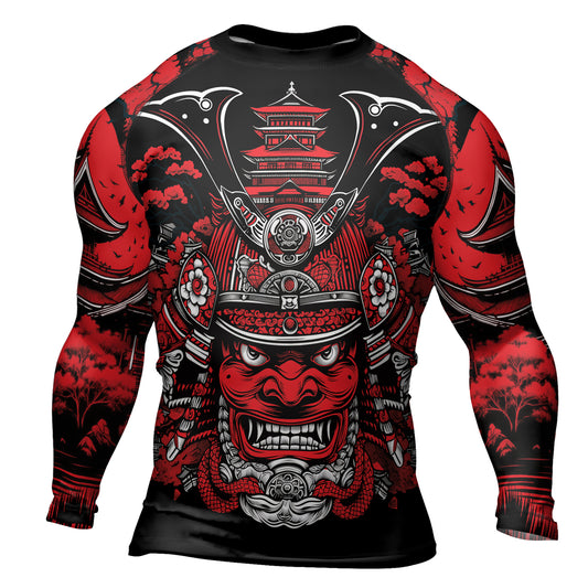 Rashninja Samurai Blood Moon Men's Long Sleeve Rash Guard