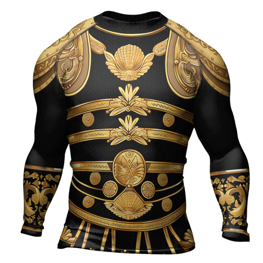 Rashninja Spartan Helmet Flames Men's Long Sleeve Rash Guard
