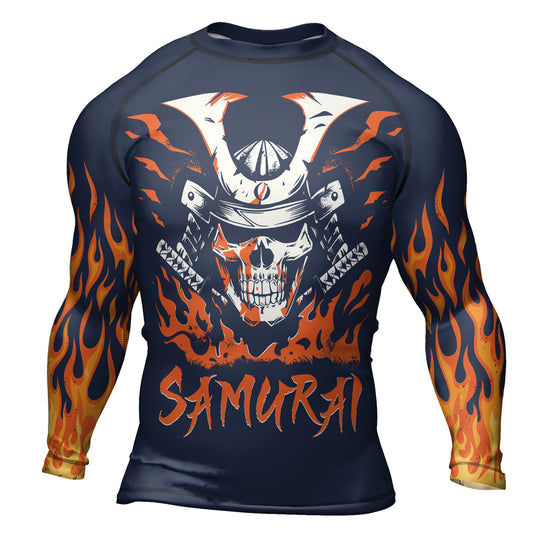 Rashninja Samurai Skull Blaze Men's Long Sleeve Rash Guard