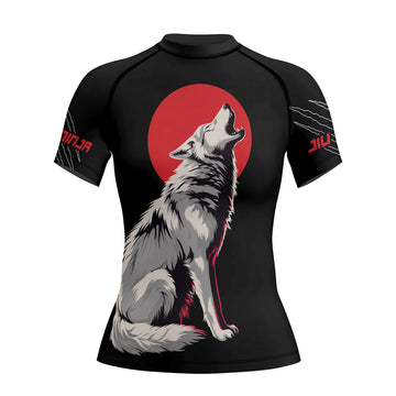 Rashninja Wolf Moon Howl Women's Short Sleeve Rash Guard

