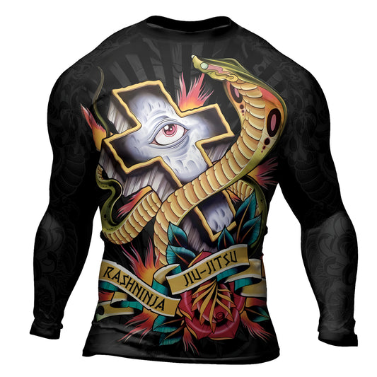 Rashninja Snake Tattoo Dragon Ink Men's Long Sleeve Rash Guard

