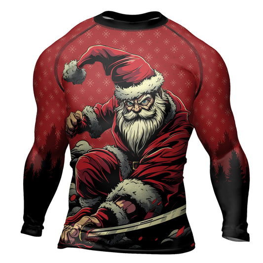 Rashninja Christmas Santa Grappler Men's Long Sleeve Rash Guard