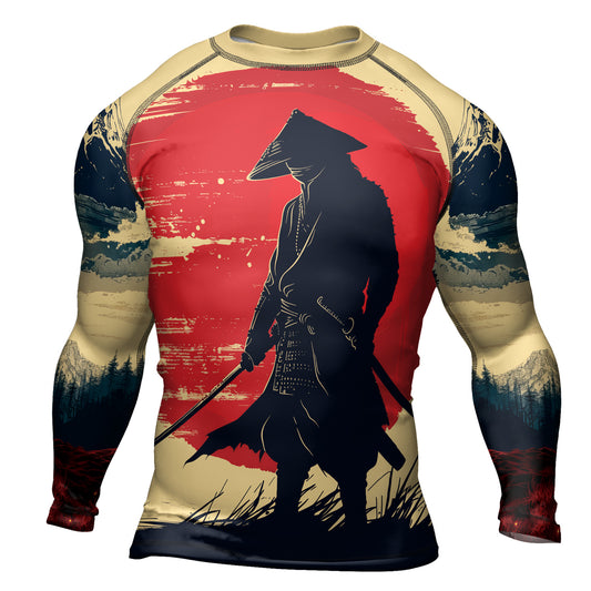 Rashninja Samurai Red Dawn Men's Long Sleeve Rash Guard