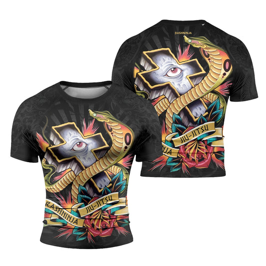 Rashninja Snake Tattoo Dragon Ink Men's Short Sleeve Rash Guard

