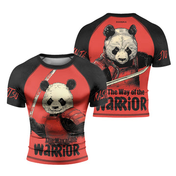 Rashninja Panda the Way of the Warrior Mastery Men's Short Sleeve Rash Guard