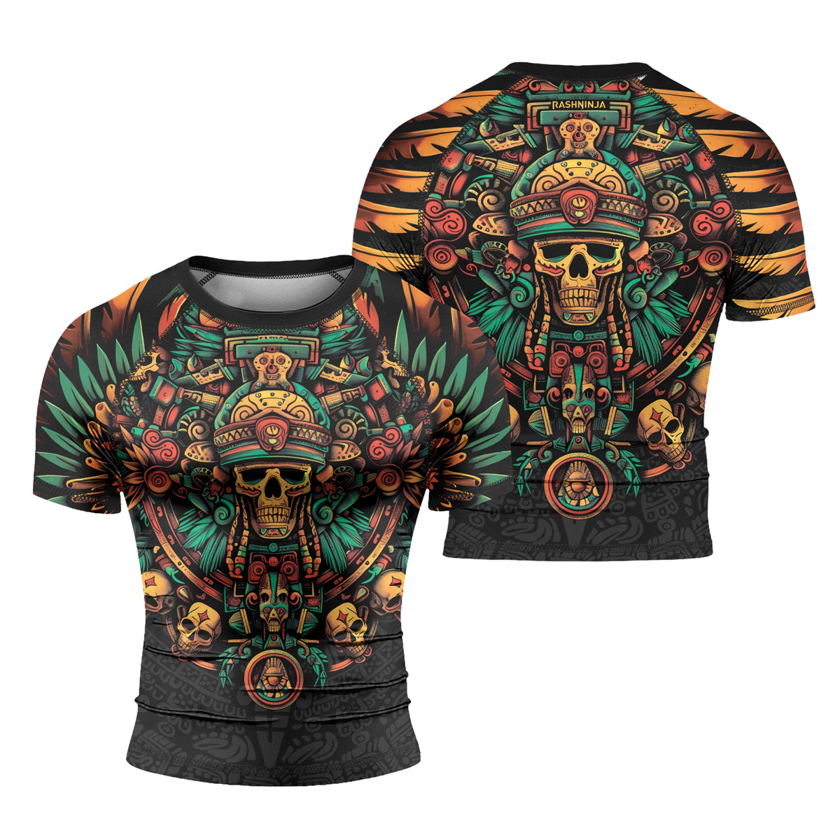 Rashninja Aztec Fire Dance Men's Short Sleeve Rash Guard

