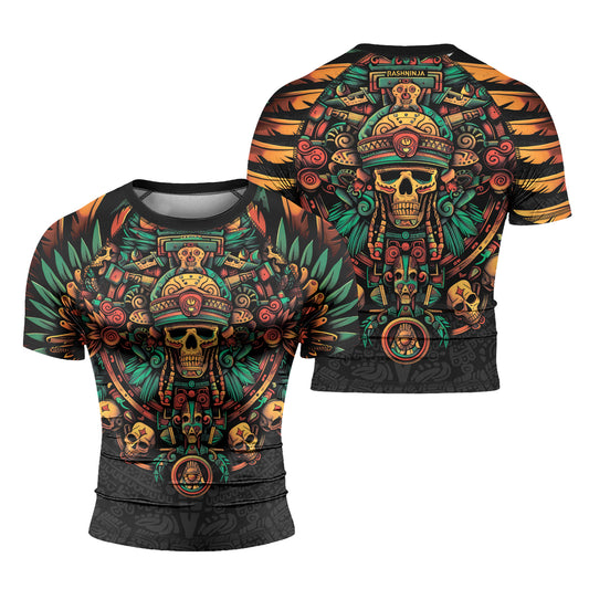 Rashninja Aztec Fire Dance Men's Short Sleeve Rash Guard

