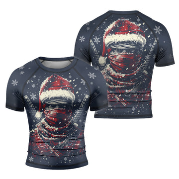 Rashninja Christmas Shadow Santa Men's Short Sleeve Rash Guard