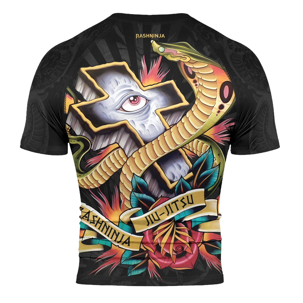 Rashninja Snake Tattoo Dragon Ink Men's Short Sleeve Rash Guard

