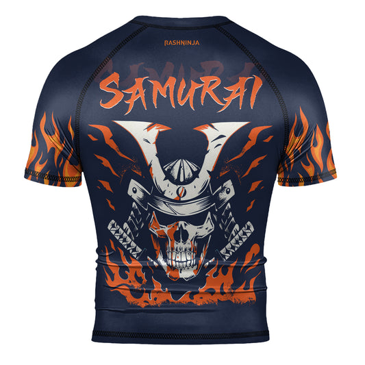 Rashninja Samurai Skull Blaze Men's Short Sleeve Rash Guard