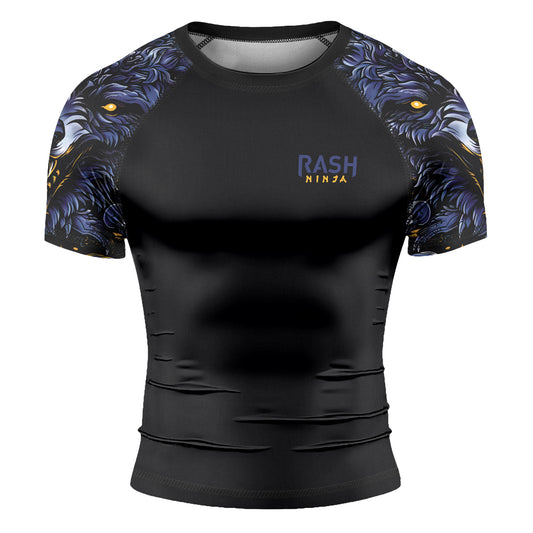 Rashninja Wolf Snow Hunt Men's Short Sleeve Rash Guard