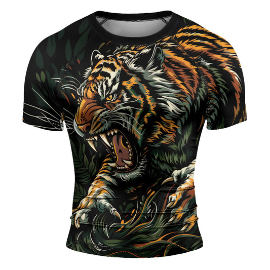Rashninja Roaring Tiger Jungle Men's Short Sleeve Rash Guard